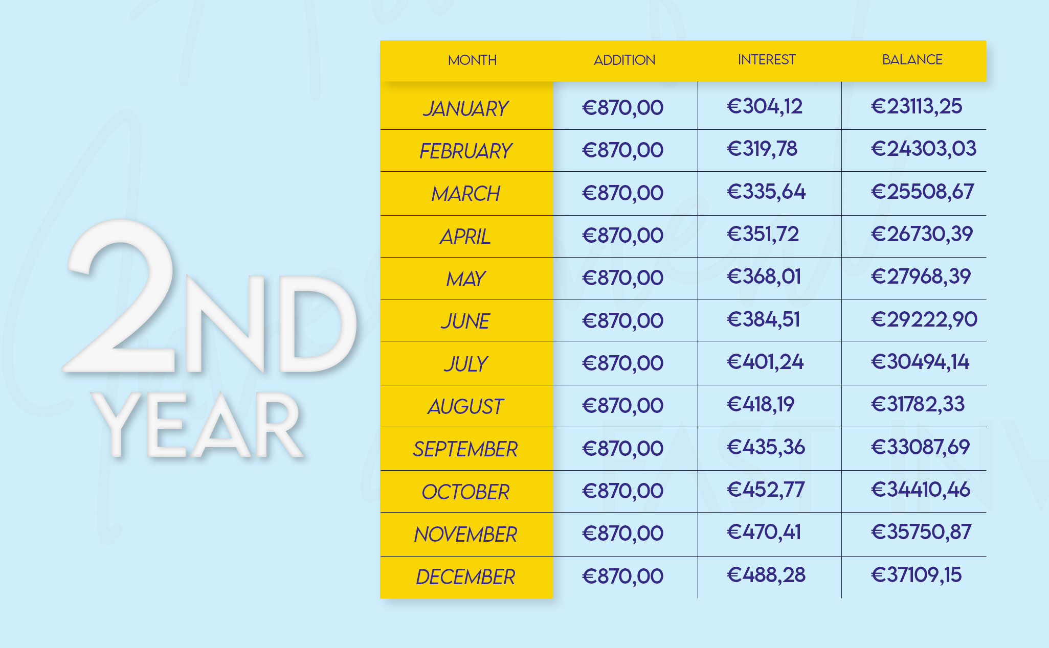 5 Year Investment Plan - 2nd Year